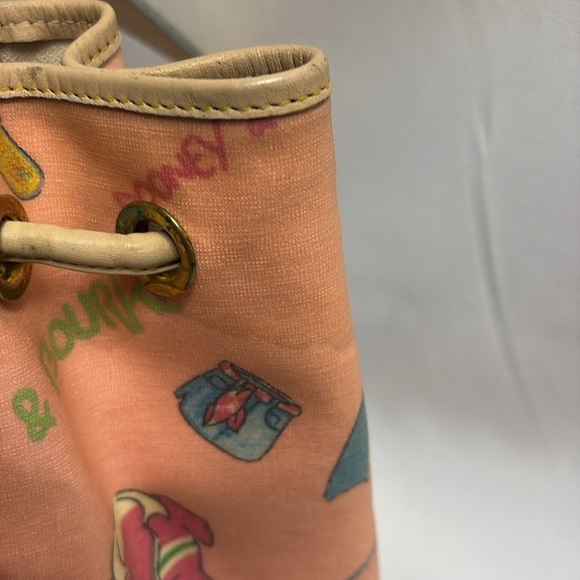 Dooney & Bourke Pink Miami Drawstring Bucket Sling Bag Backpack Y2K Vintage - Picture 3 of 10